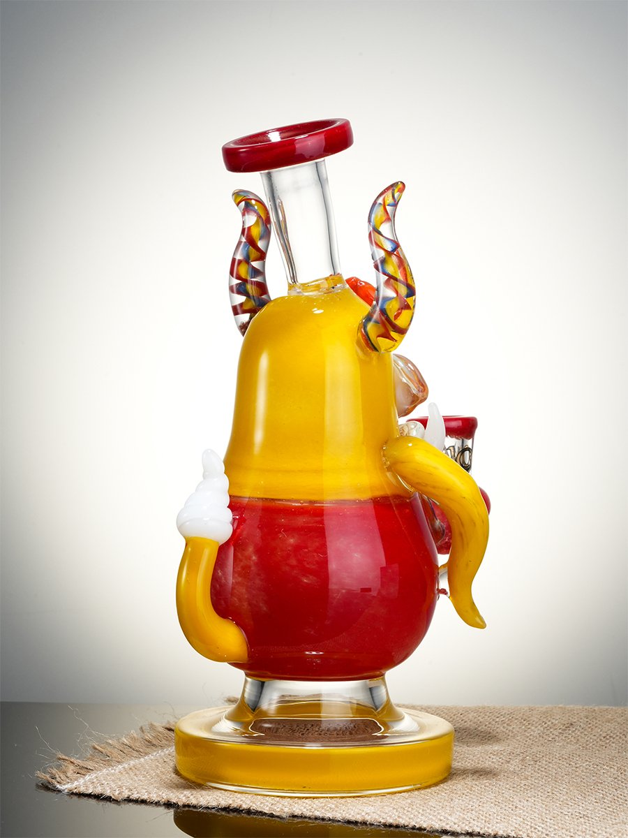 Yellow One-Eyed Big-Bellied Monster Glass Water Pipe4 Yellow One-Eyed Big-Bellied Monster Glass Water Pipe4