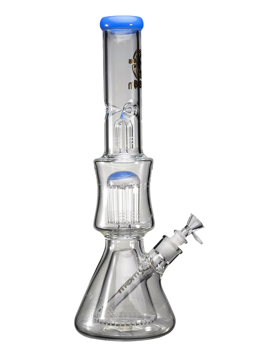 17" Big Mom Double Tree Perc Ice Beaker Glass Bong, Color: Jade Blue, 5 image 17" Big Mom Double Tree Perc Ice Beaker Glass Bong, Color: Jade Blue, 5 image