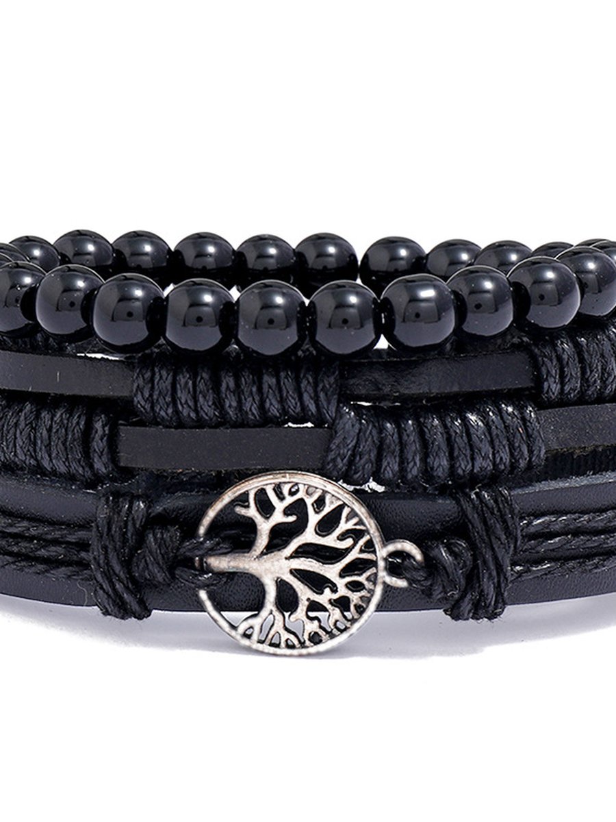 3PCS Leather Tree of Life Bracelet, Color: Brown, 2 image
