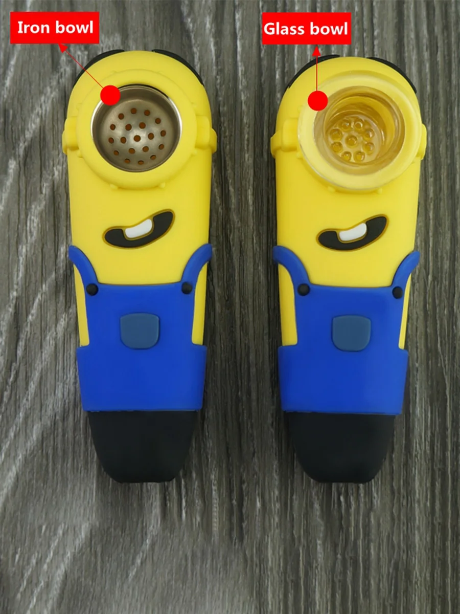 minions-silicone-hand-pipe-with-multi-hole-glass-screen-bowl3