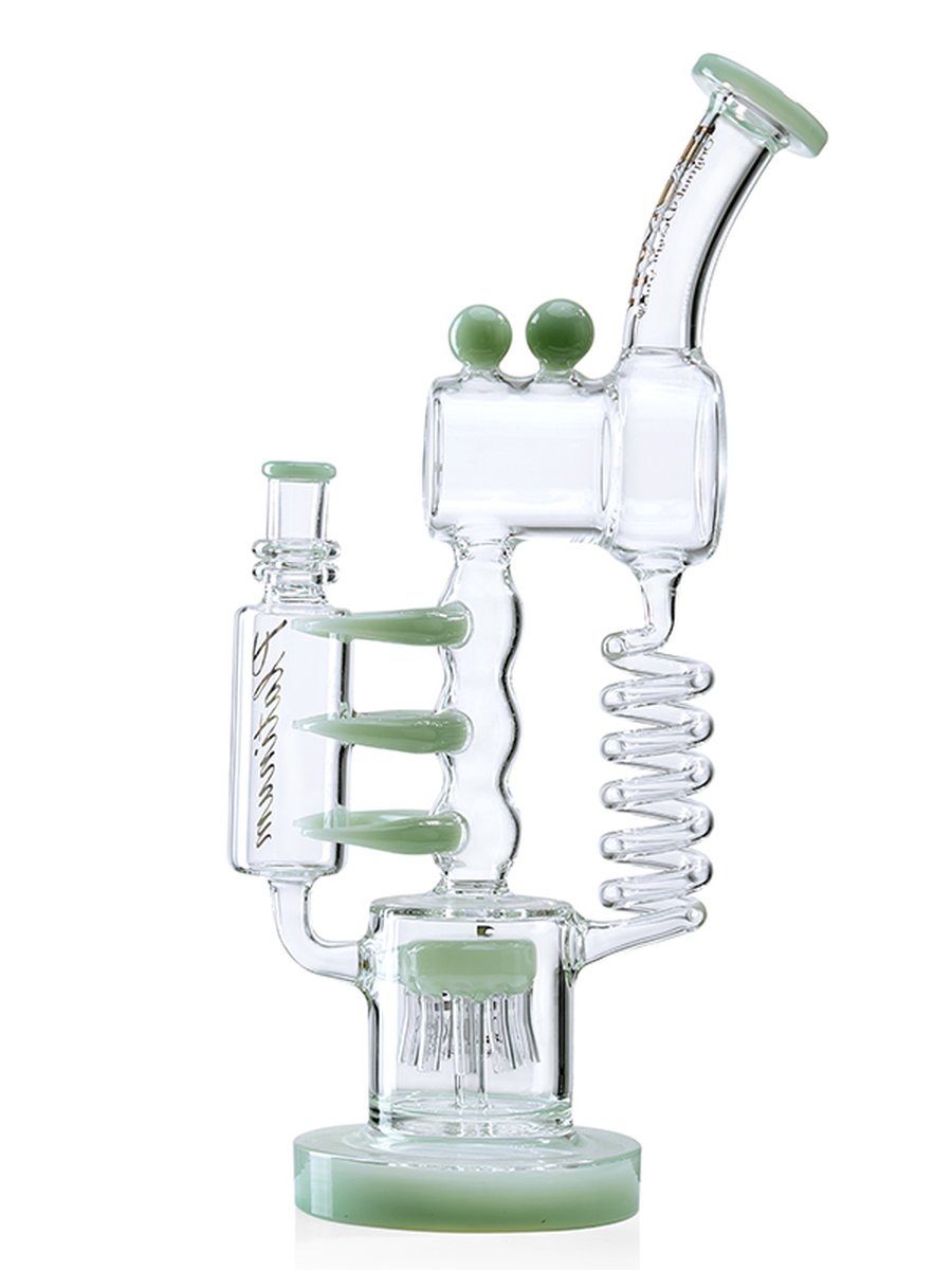 Lookah 14" Recycler Glass Spiderman Shank Water Pipe, Colors: Green, 3 image