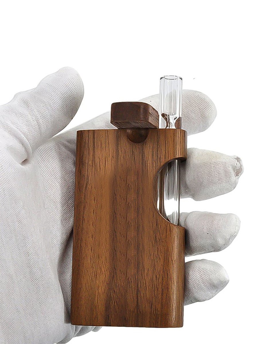 Wood Dugout With One Hitter Glass Tube Wood Dugout With One Hitter Glass Tube