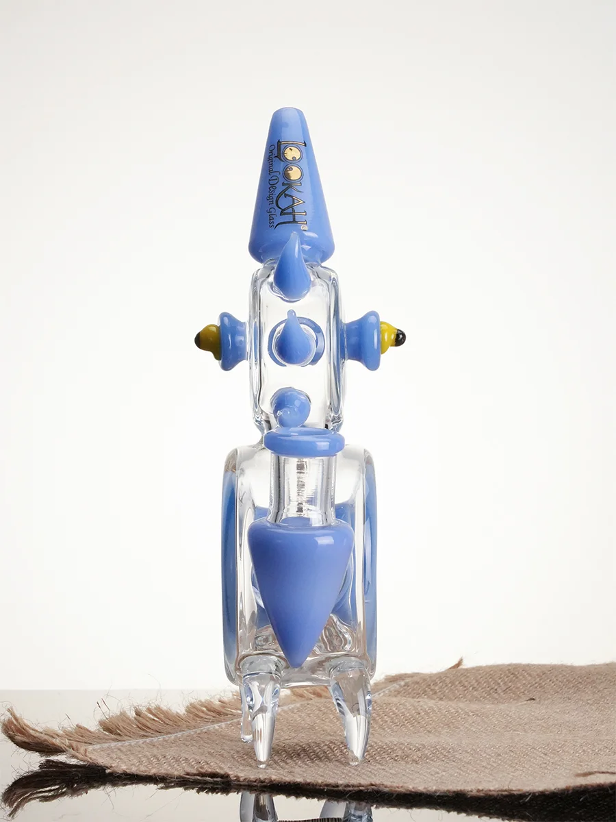 Lookah Bong 8" Mini Disc Perc Cock Glass Water Pipe - Blue, Colors: Blue, 3 image