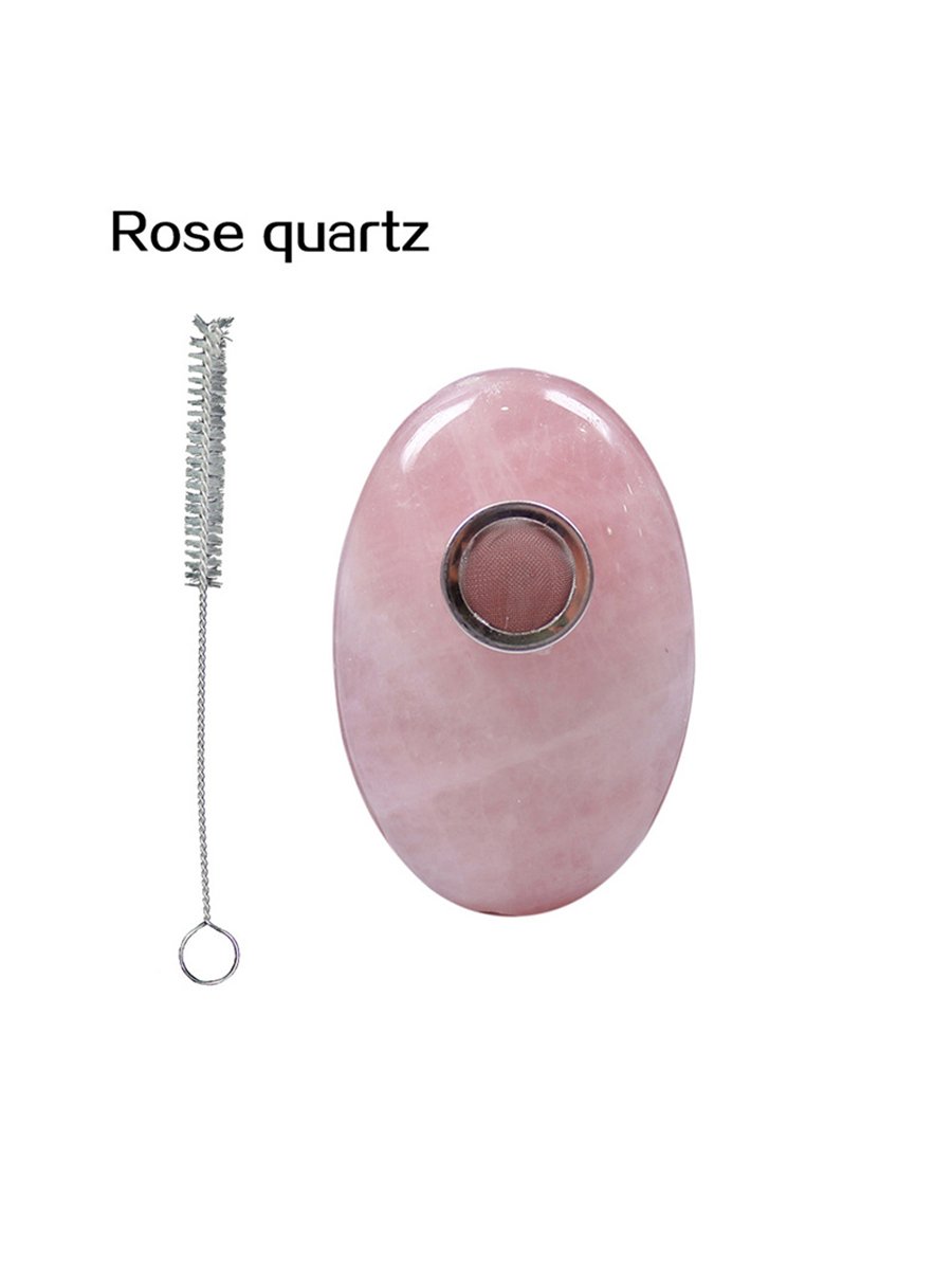 Oval Crystal Quartz Pipe, Color: Red Jasper, 7 image