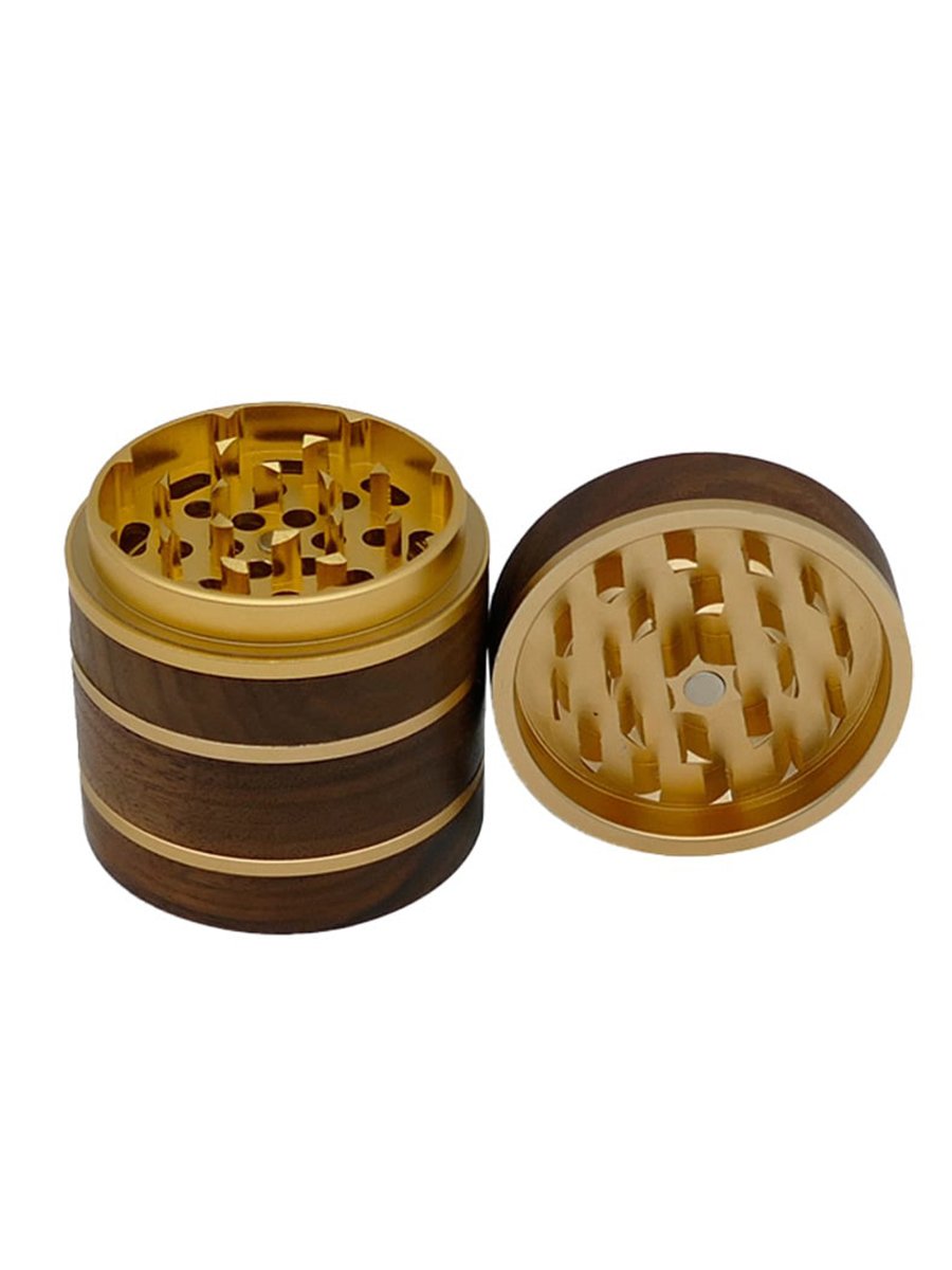 60MMN Wooden Gold Pattern And Walnut Aluminum Alloy Herb Grinder 60MMN Wooden Gold Pattern And Walnut Aluminum Alloy Herb Grinder