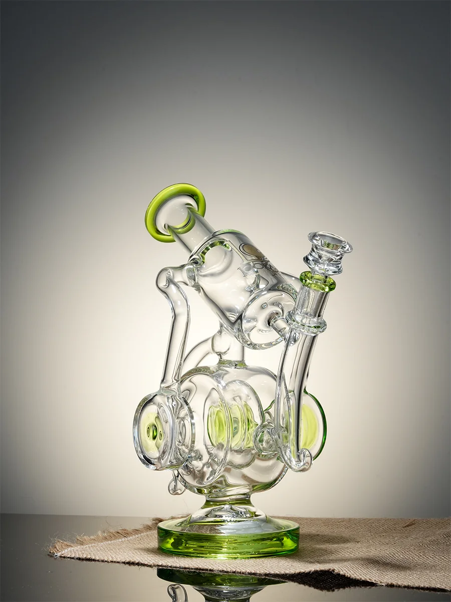Lookah Bong 9.85" Recycler Glass Soccer Water Pipe, Colors: Green, 6 image