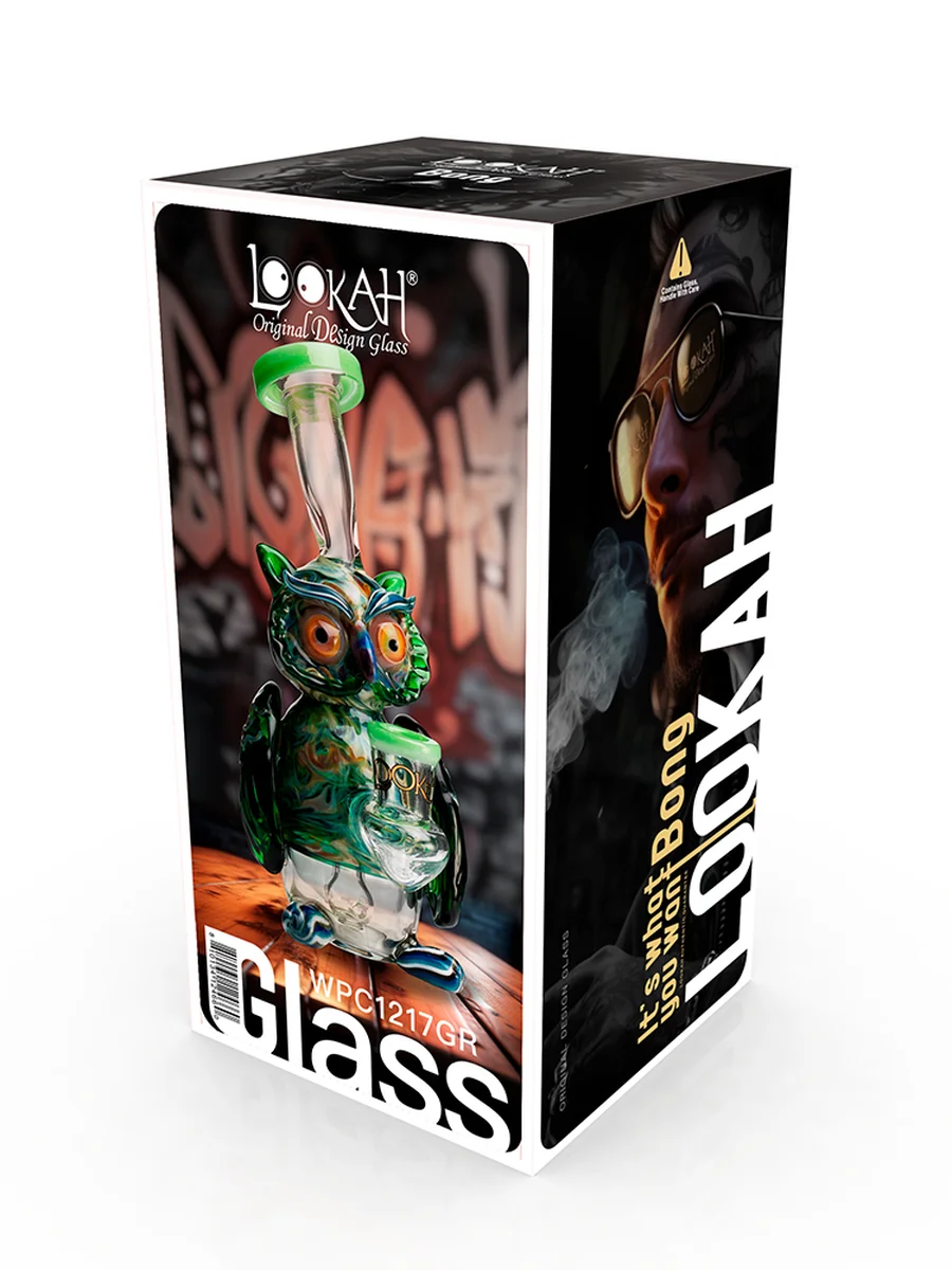 Lookah Rig 7" Mini Nerdy Owl Dab Rig, Colors: Yellow, 2 image Lookah Rig 7" Mini Nerdy Owl Dab Rig, Colors: Yellow, 2 image