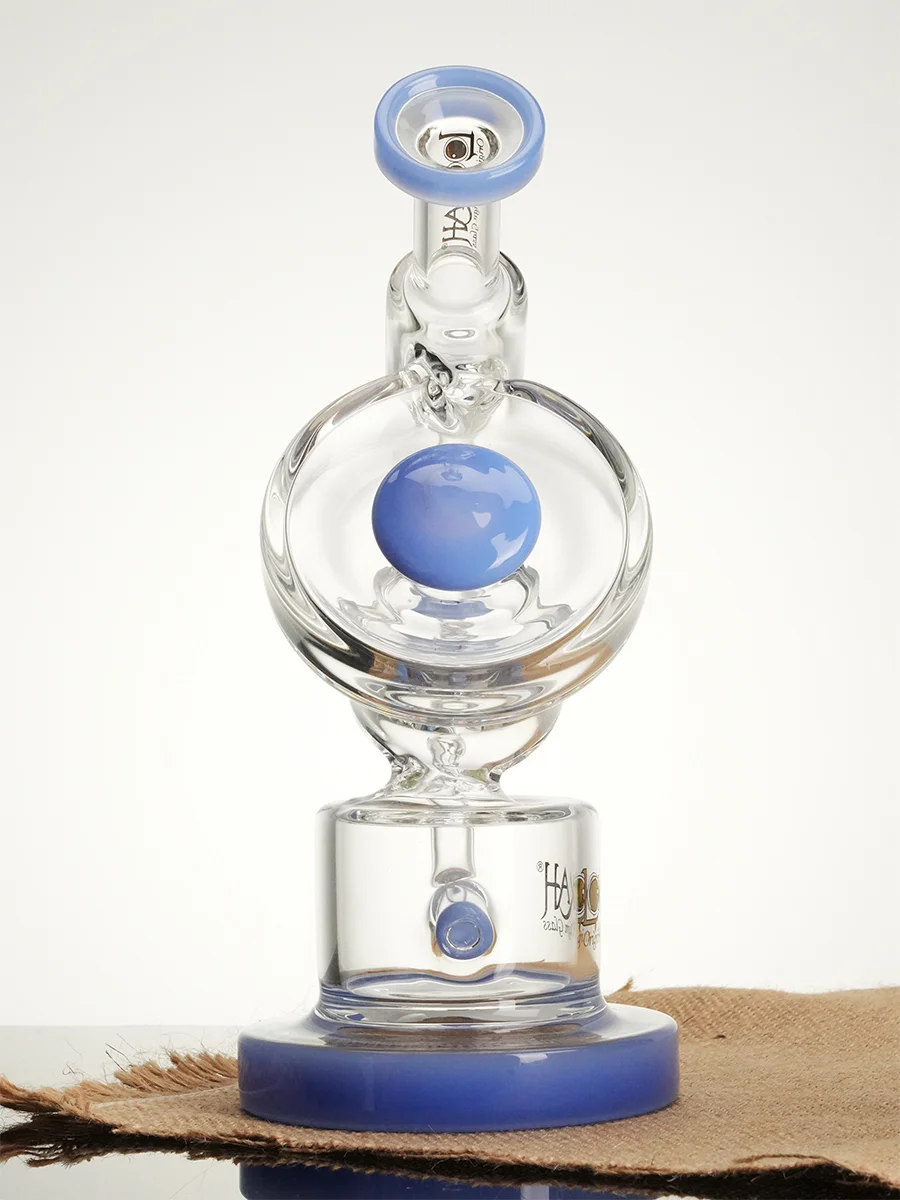 Lookah 9.6" Small Nebula Inline Perc Recycler Glass Bong, Colors: Blue, 2 image Lookah 9.6" Small Nebula Inline Perc Recycler Glass Bong, Colors: Blue, 2 image