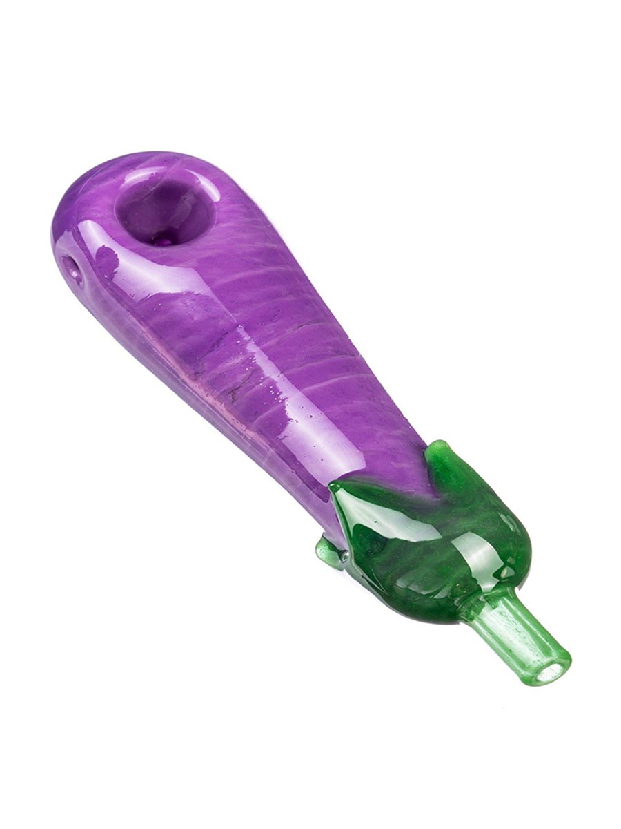 Purple Eggplant Glass Pipe, 2 image Purple Eggplant Glass Pipe, 2 image