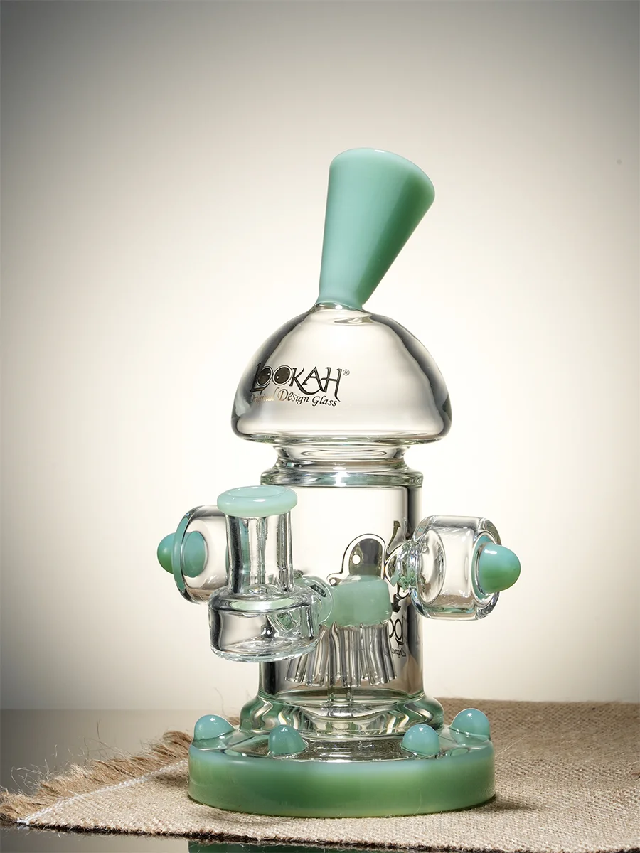 Lookah Bong 8&quot; Mini Recycler Percolator Steampunk Water Pipe green