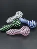 4" Mini Striped Glass Spoon Pipe, Color: White 4" Mini Striped Glass Spoon Pipe, Color: White