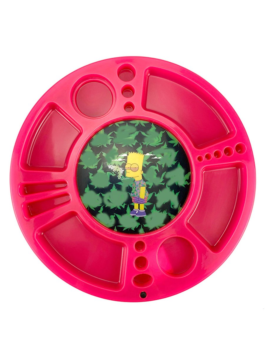 Multi-Slot LED Plastic Rolling Tray Pink