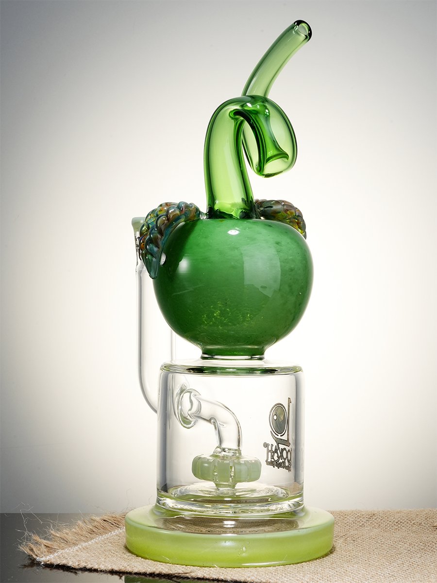 Lookah Rig  9" Cute Apple Showerhead Perc Dab Rig, Colors: Yellow, 7 image Lookah Rig  9" Cute Apple Showerhead Perc Dab Rig, Colors: Yellow, 7 image