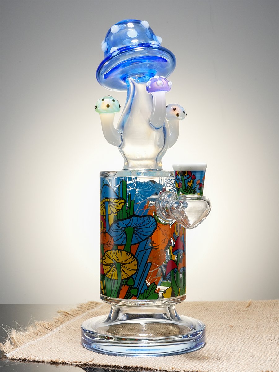Lookah 10" Cute & Trippy Mushroom Showerhead Perc Glass Bong, Color: Discoloration, 11 image Lookah 10" Cute & Trippy Mushroom Showerhead Perc Glass Bong, Color: Discoloration, 11 image