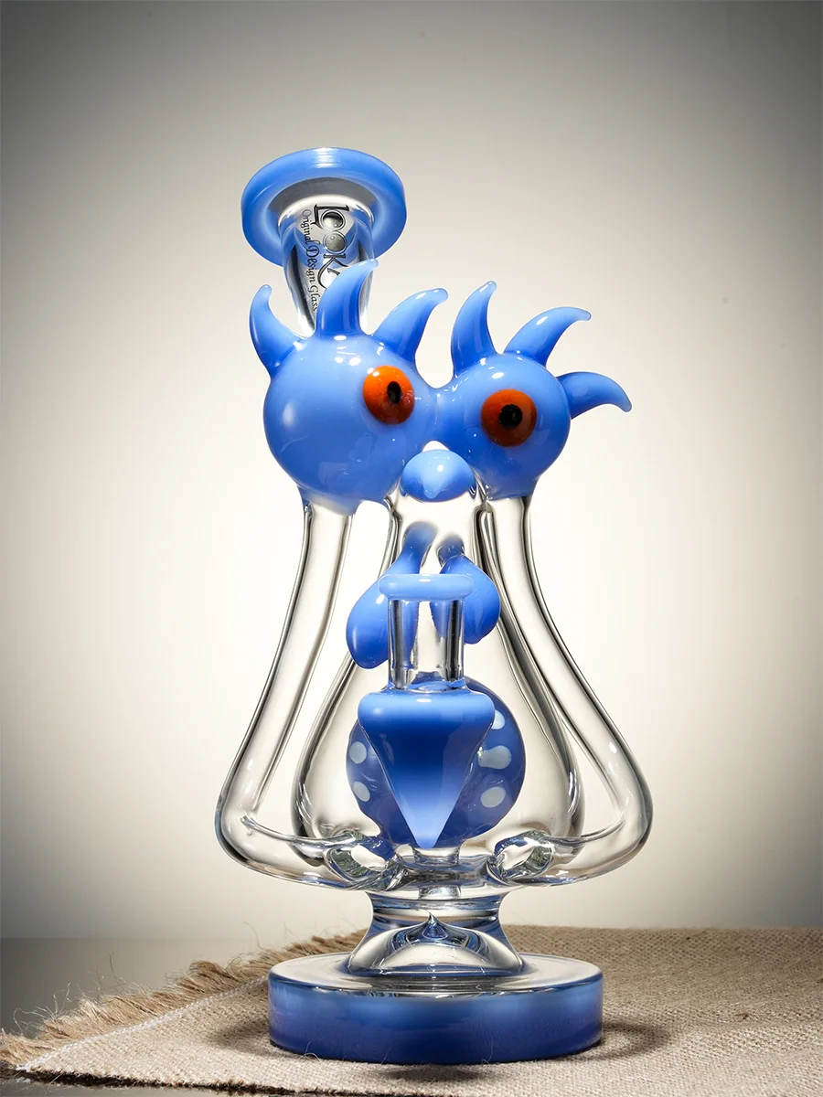 Lookah Bong  9&quot; Cool Recycler Beast Water Pipe      blue