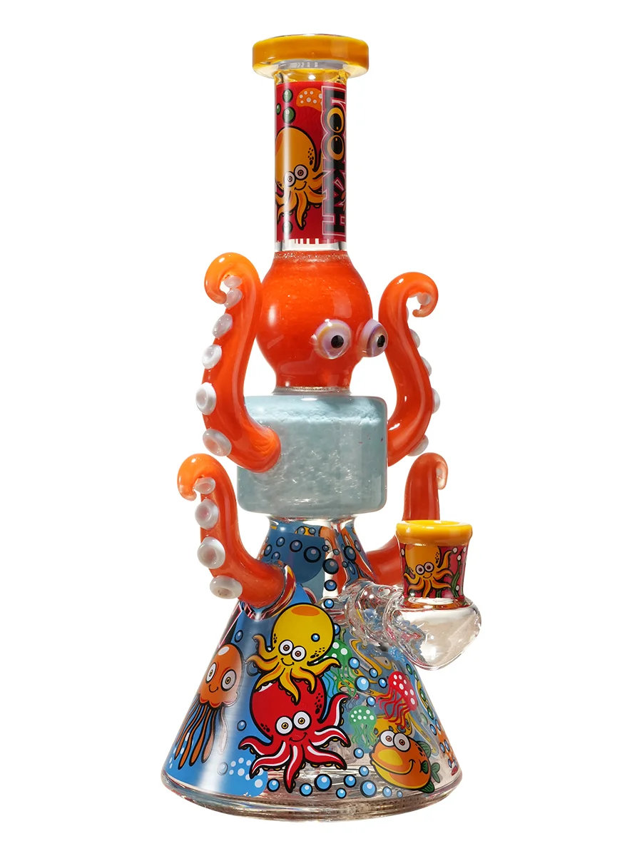 Lookah 10" Cute Lookah Octopus Glass Beaker Bong, Color: Orange, 3 image Lookah 10" Cute Lookah Octopus Glass Beaker Bong, Color: Orange, 3 image