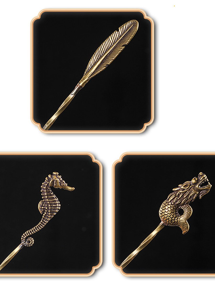 Retro Brass Cigar Pin, Type: Feather , 8 image Retro Brass Cigar Pin, Type: Feather , 8 image