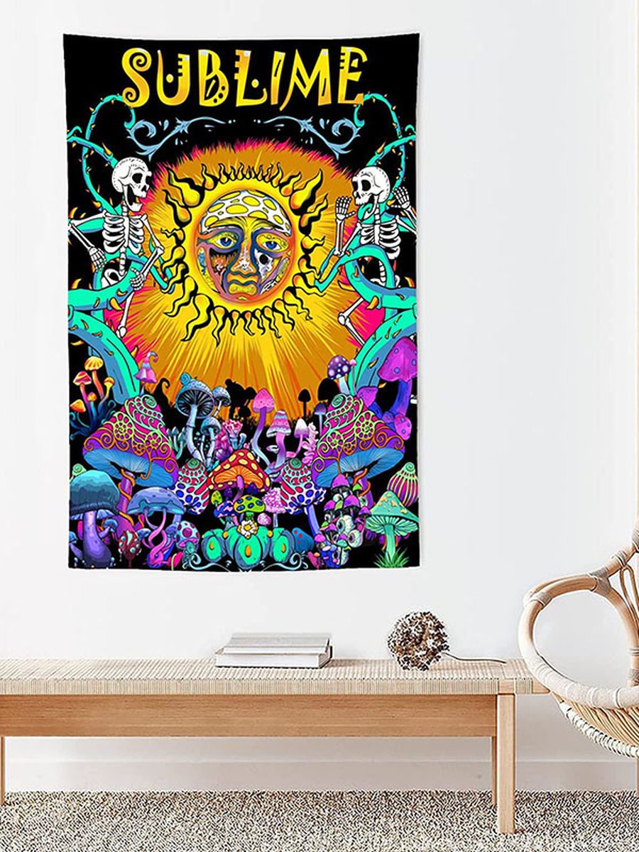 Vertical Sun Mushroom Tapestry, Size: 90.55x70.87inch, 2 image