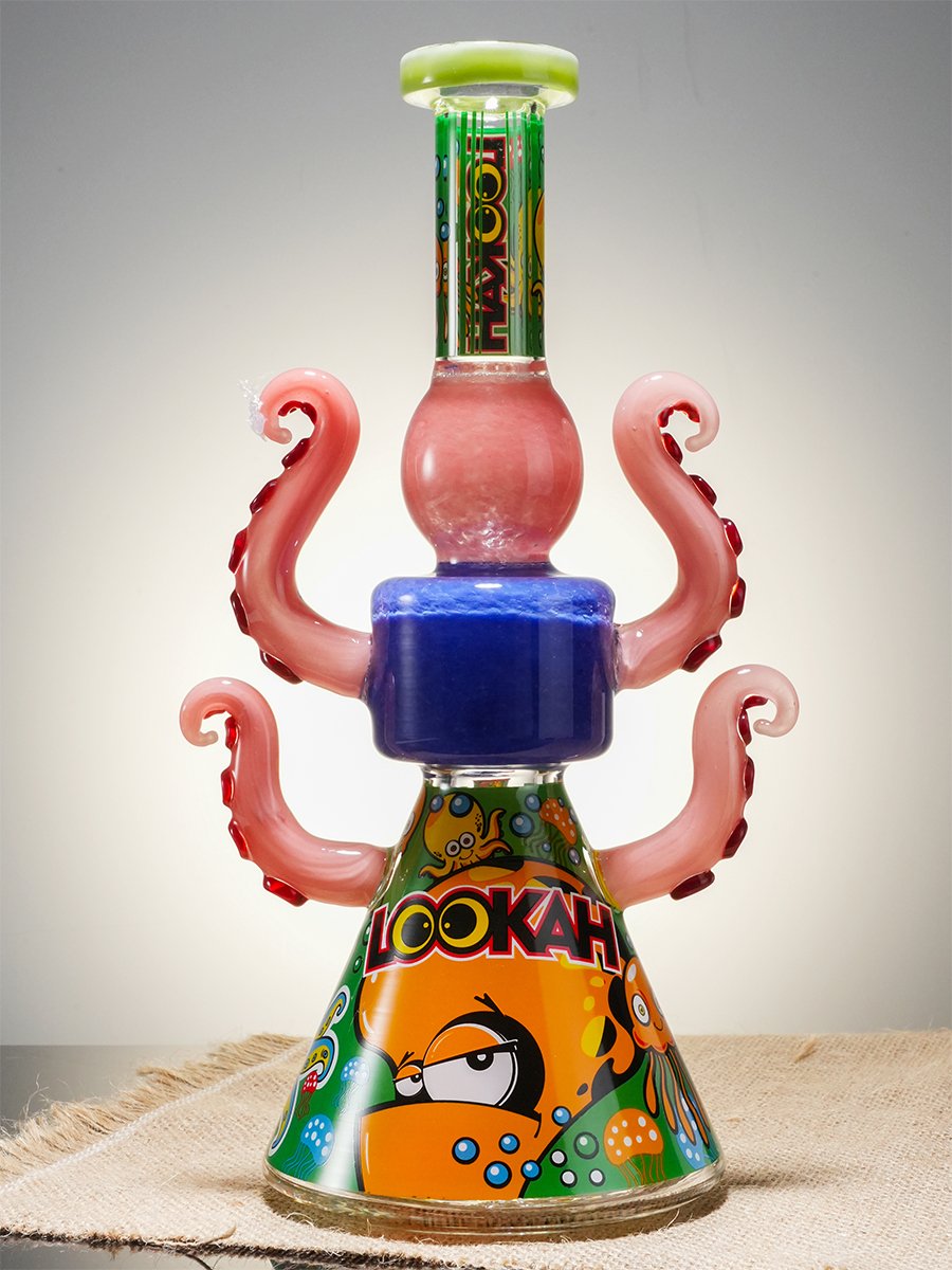 Lookah 10" Cute Lookah Octopus Glass Beaker Bong, Color: Orange, 8 image Lookah 10" Cute Lookah Octopus Glass Beaker Bong, Color: Orange, 8 image