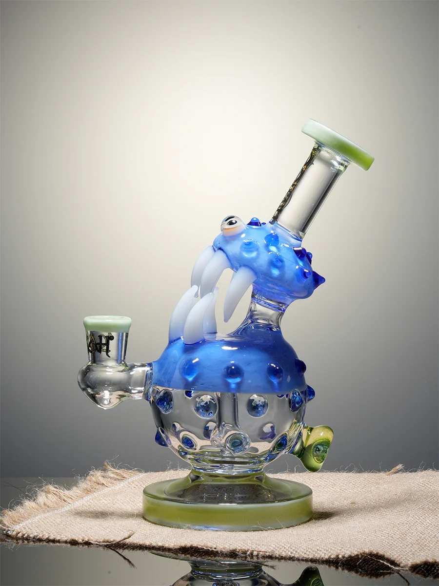 Lookah 8.5" Mini Cute  Monster Glass Dab Rig Wathet Side