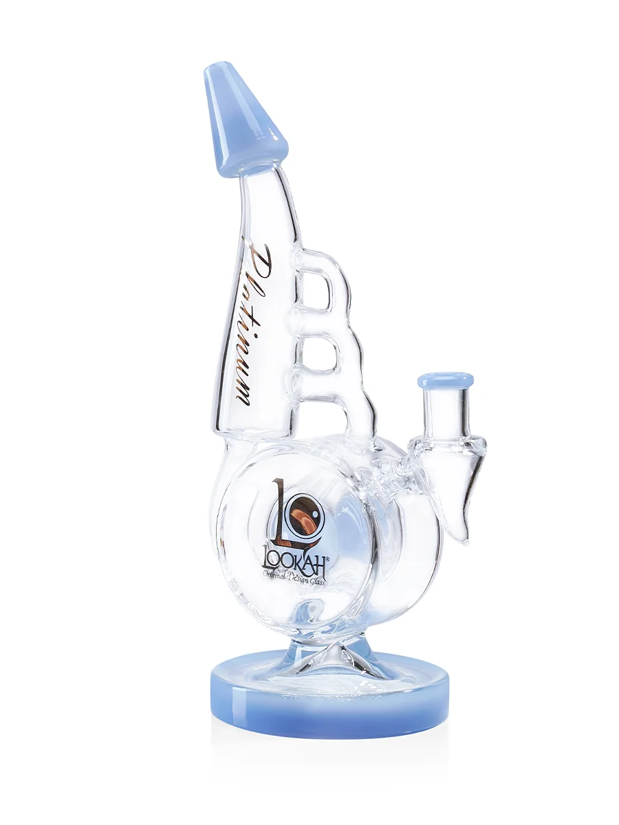 very artsy bent neck recycler bong jade blue side very artsy bent neck recycler bong jade blue side