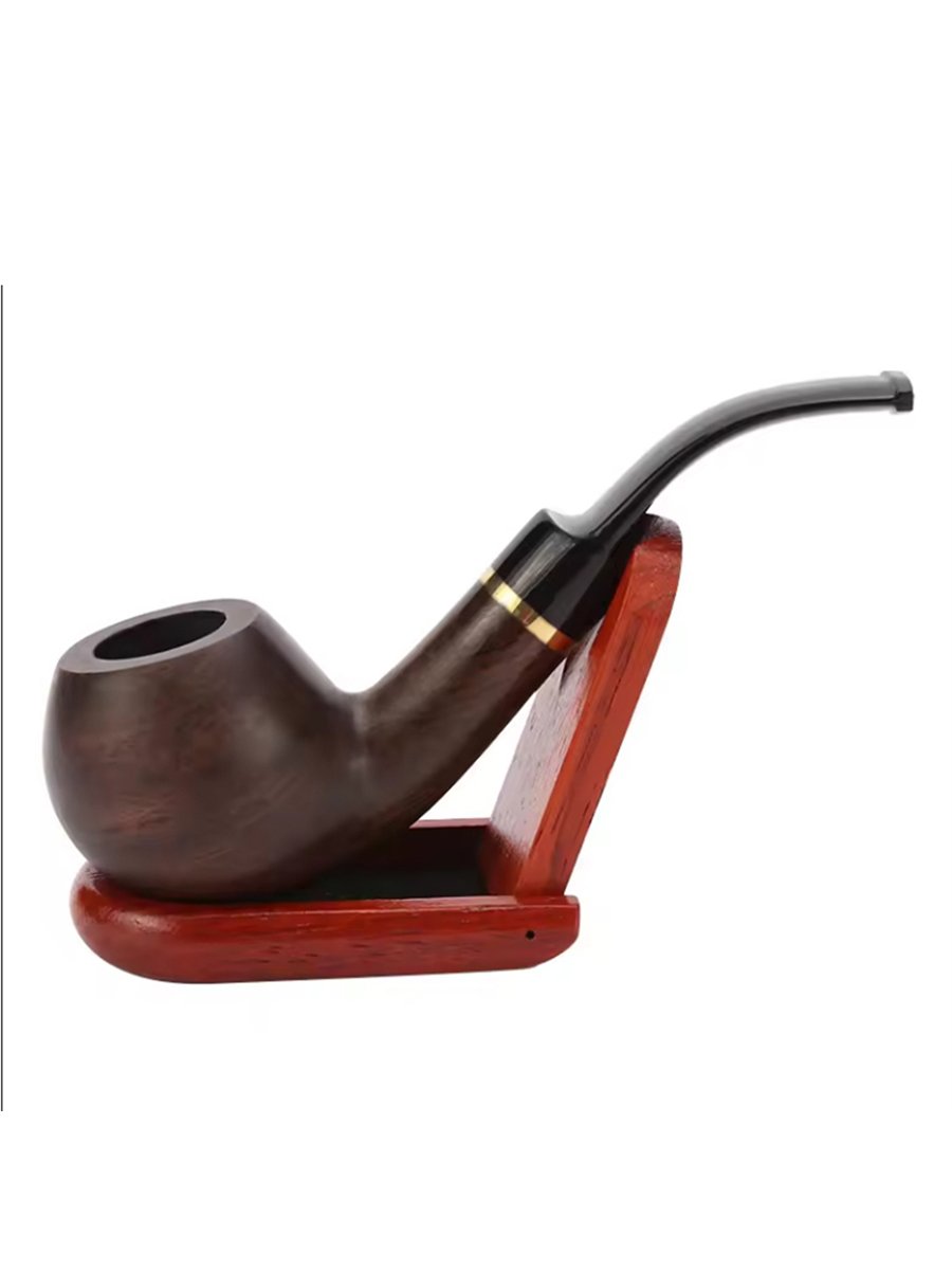 Stone Camellia Wood Carved Flower Pipe