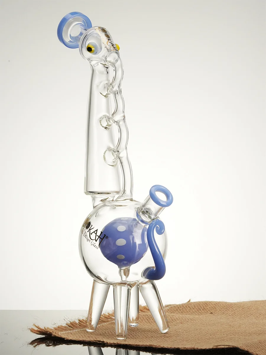 Lookah Bong 12.5" Cool Recycler Giraffe Water Pipe, Colors: Blue