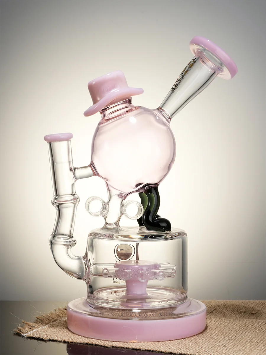 Lookah Bong 9'' Dancing Hat Sprocket Perc Water Pipe, Colors: Pink, 5 image Lookah Bong 9'' Dancing Hat Sprocket Perc Water Pipe, Colors: Pink, 5 image