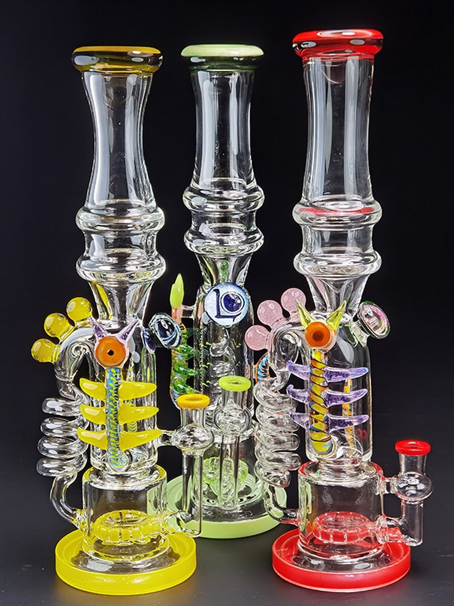 Lookah Bong 17" Skeleton Recycler Glass Water Pipe - Yellow, Colors: Yellow, 9 image Lookah Bong 17" Skeleton Recycler Glass Water Pipe - Yellow, Colors: Yellow, 9 image
