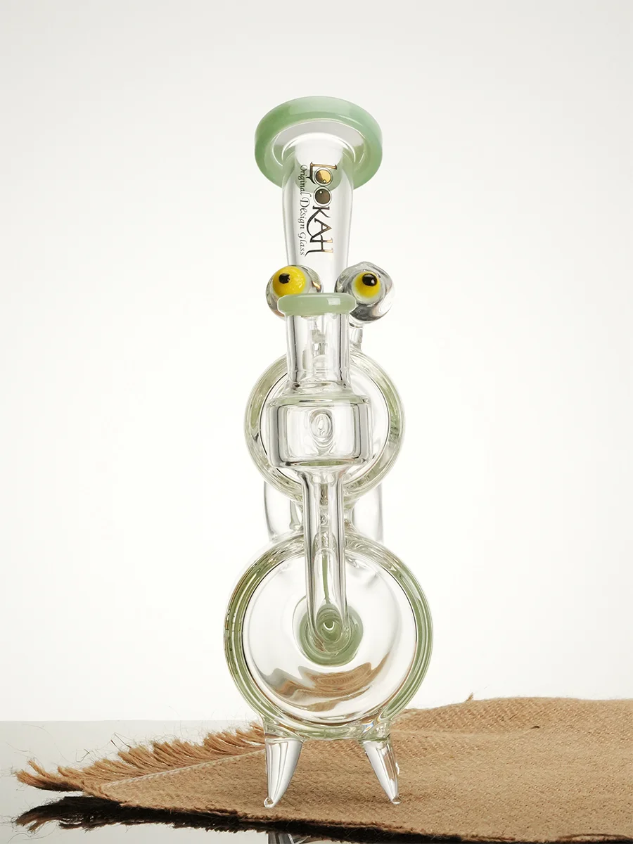 Lookah Bong 9" Cute Recycler Double Chamber Perc Water Pipe, Colors: Blue, 6 image Lookah Bong 9" Cute Recycler Double Chamber Perc Water Pipe, Colors: Blue, 6 image
