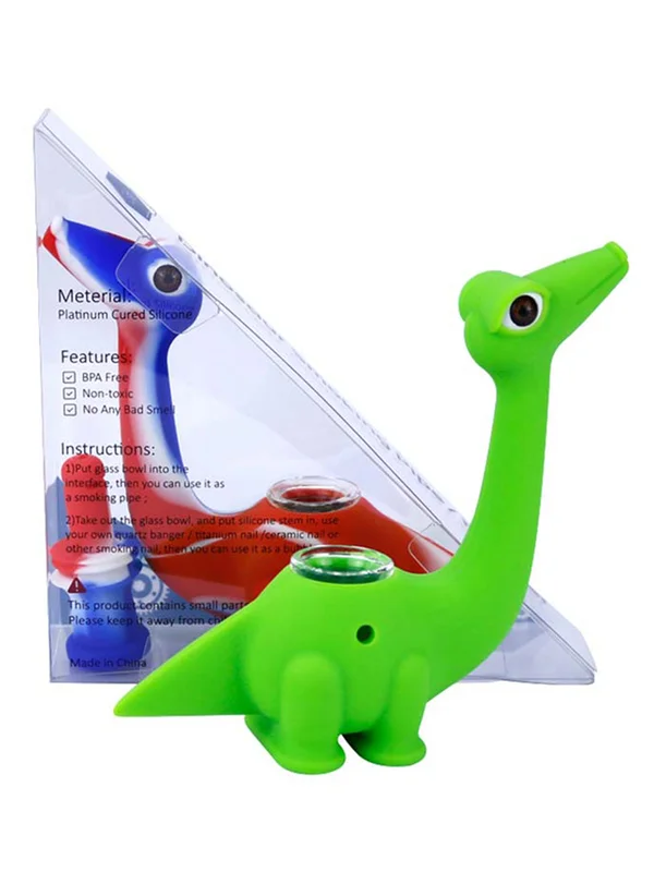 Dinosaur Silicone Hand Pipe With Glass Bowl Dinosaur Silicone Hand Pipe With Glass Bowl