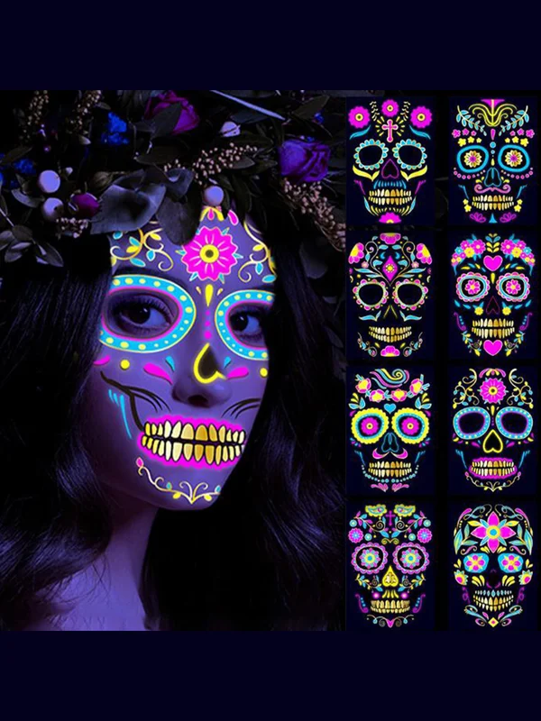 8PCS AirAsia Day of the Dead Hot Stamping Face Stickers