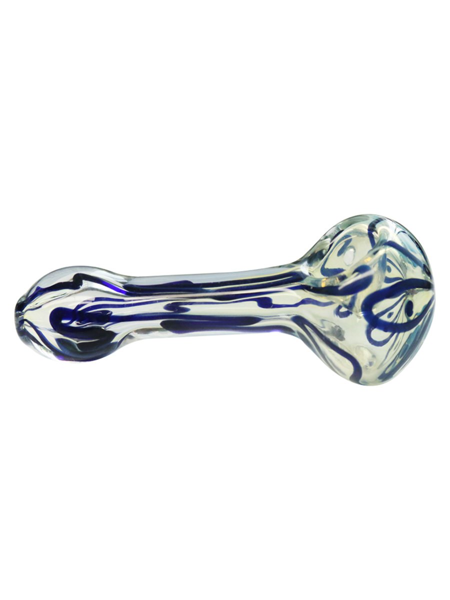 Blue Transparent Striped Glass Pipe
