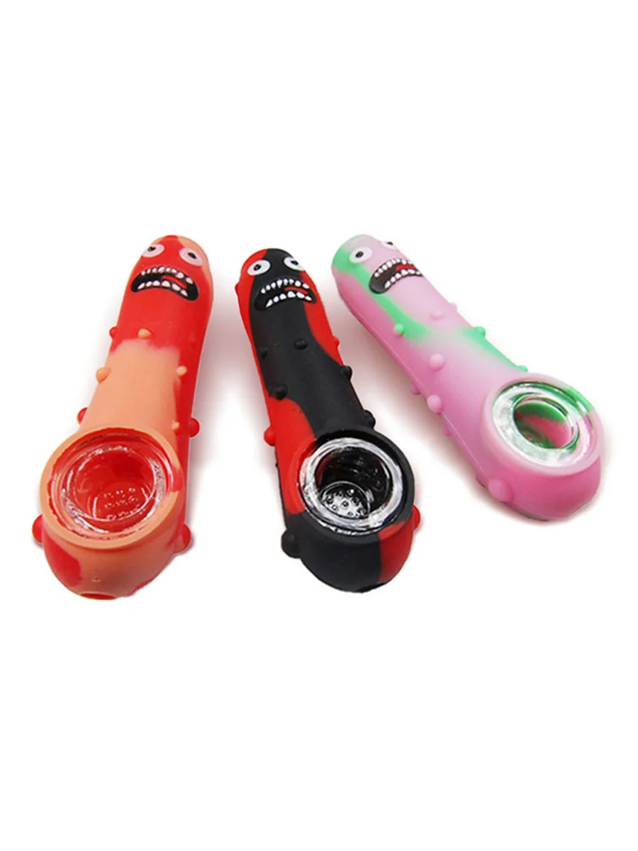 Pickle Silicone Hand Pipe With Glass Bowl