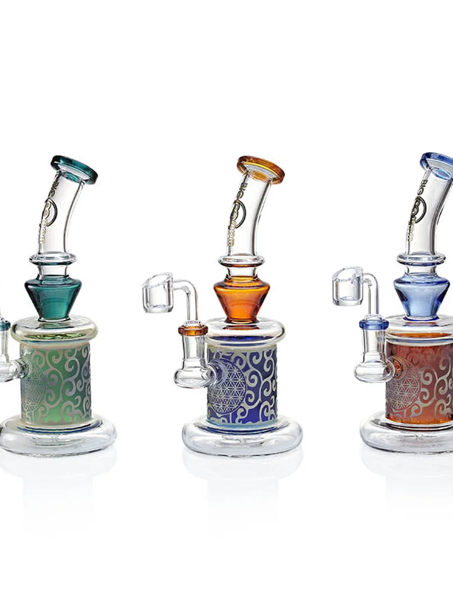 9” Frosted Geometric Glass Dab Rig, 2 image 9” Frosted Geometric Glass Dab Rig, 2 image