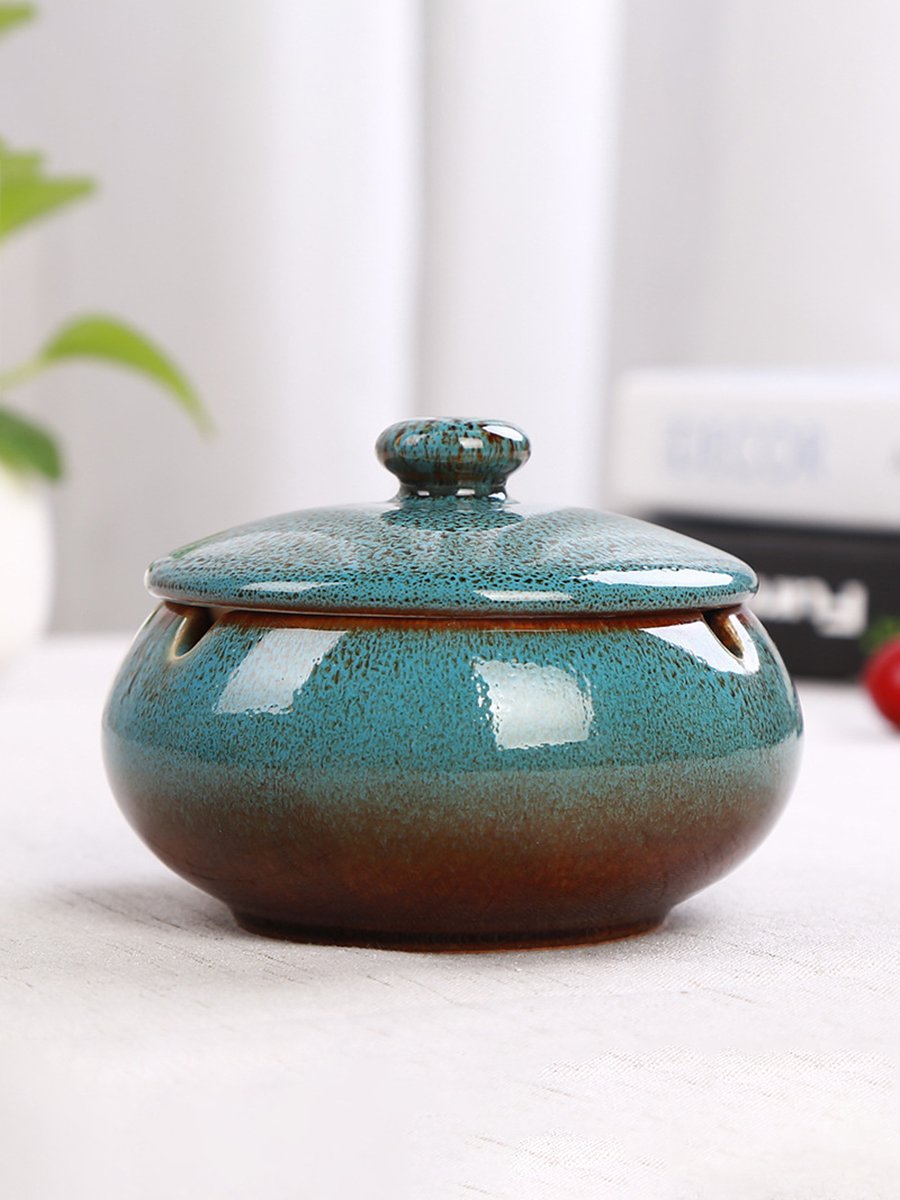 Blue Windproof Ceramic Ashtray Blue Windproof Ceramic Ashtray