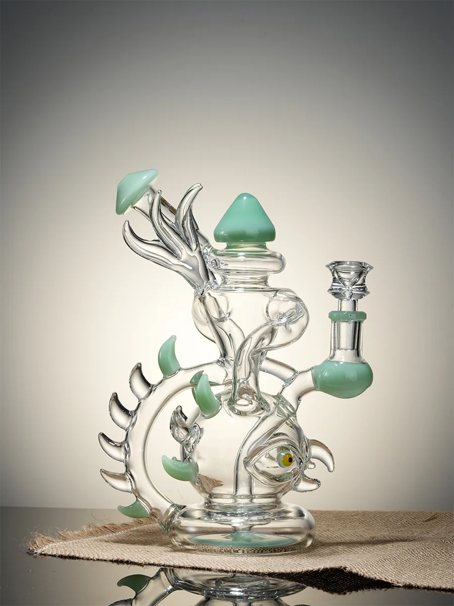 Lookah Rig 8.7" Novelty Rare Hourglass Spine Dab Rig, Colors: Blue, 2 image Lookah Rig 8.7" Novelty Rare Hourglass Spine Dab Rig, Colors: Blue, 2 image