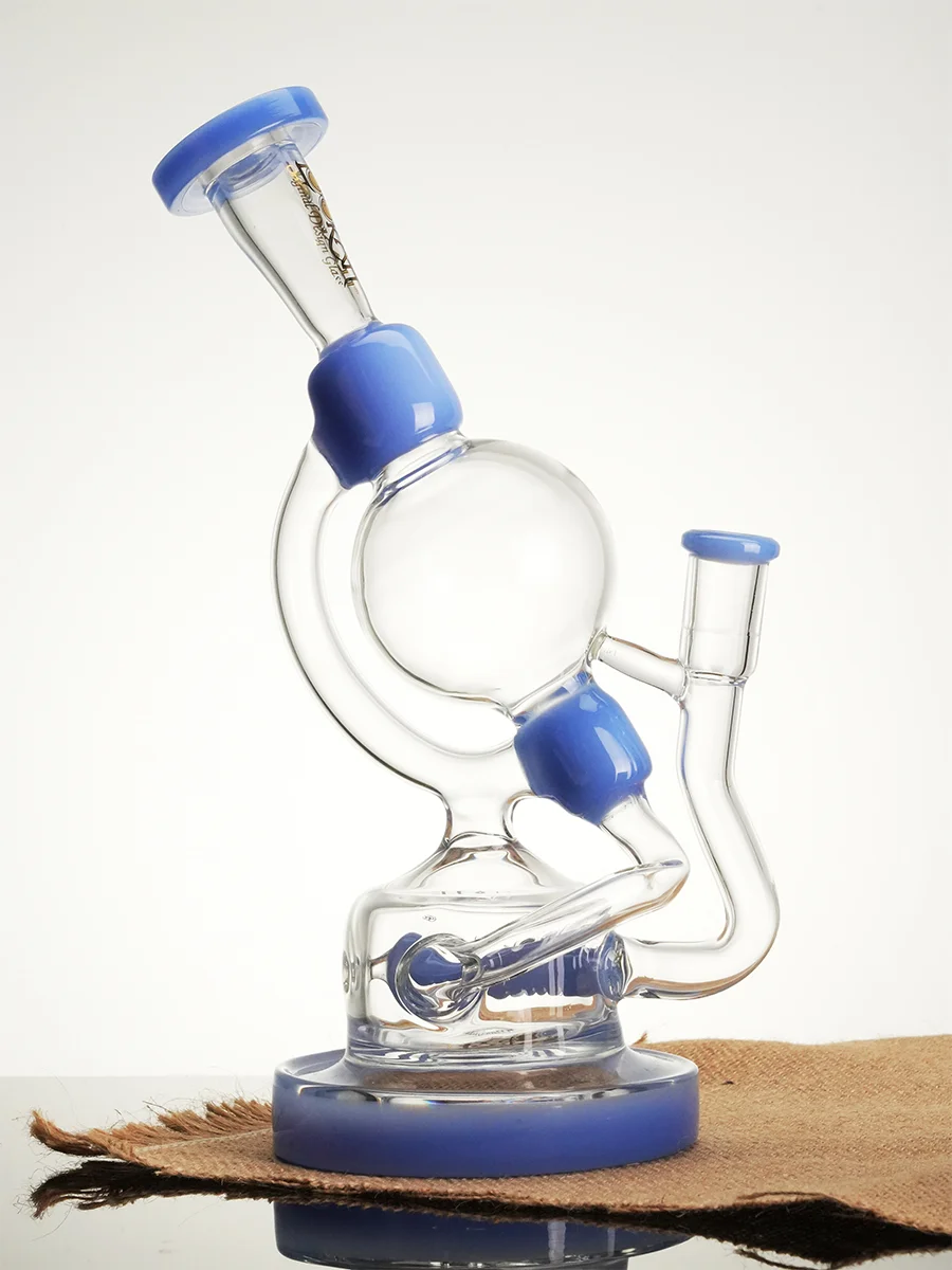 Lookah 10.2" Unique Globe Recycler Glass Bong, Colors: Purple, 6 image