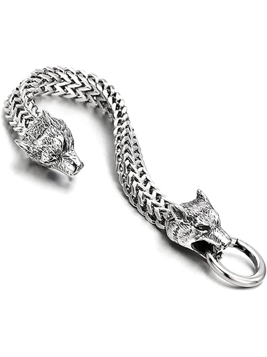 Wolf Head Bracelet Wristband, Size: 19CM, 2 image Wolf Head Bracelet Wristband, Size: 19CM, 2 image