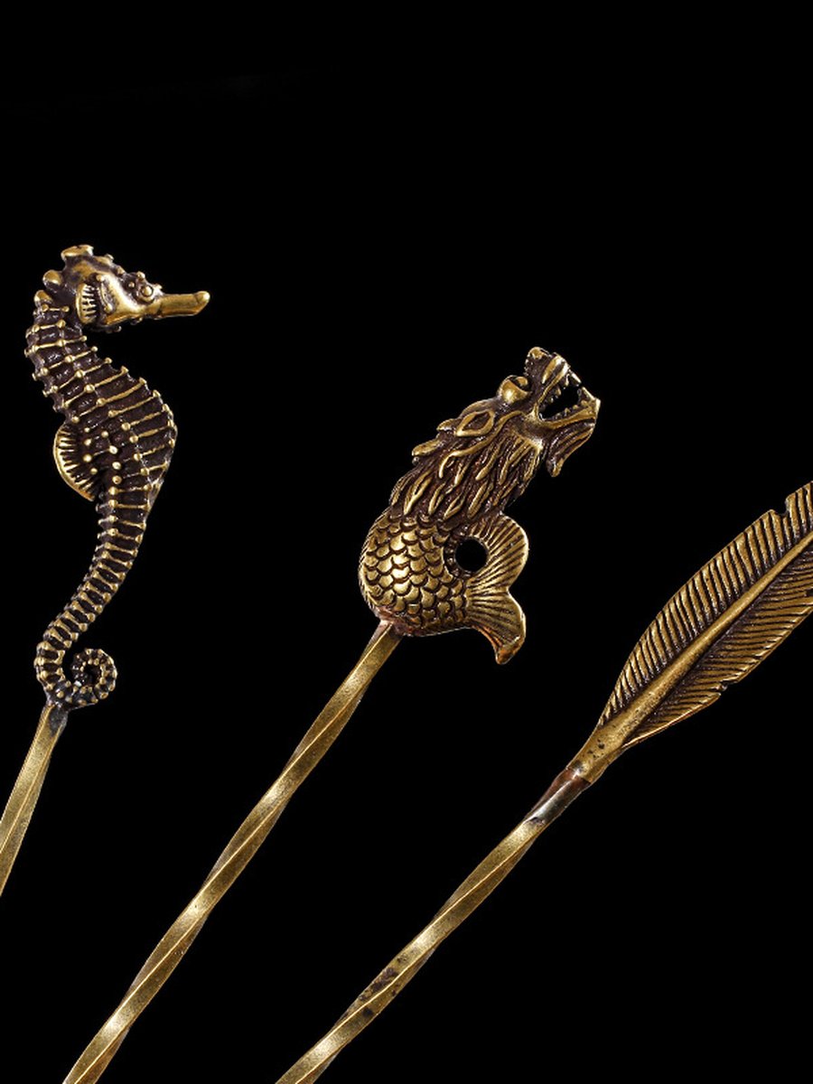 Retro Brass Cigar Pin, Type: Feather , 4 image Retro Brass Cigar Pin, Type: Feather , 4 image