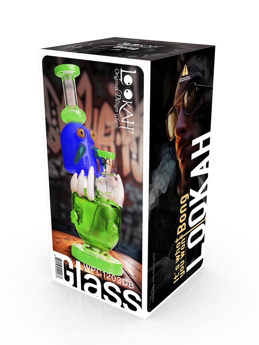 Lookah Bong 9.6" Cute Critter Octopus Dab Rig - Drak Blue, Colors: Dark Blue, 2 image