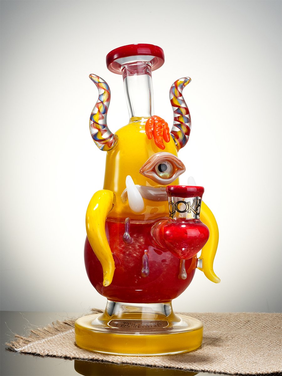 Yellow One-Eyed Big-Bellied Monster Glass Water Pipe2 Yellow One-Eyed Big-Bellied Monster Glass Water Pipe2