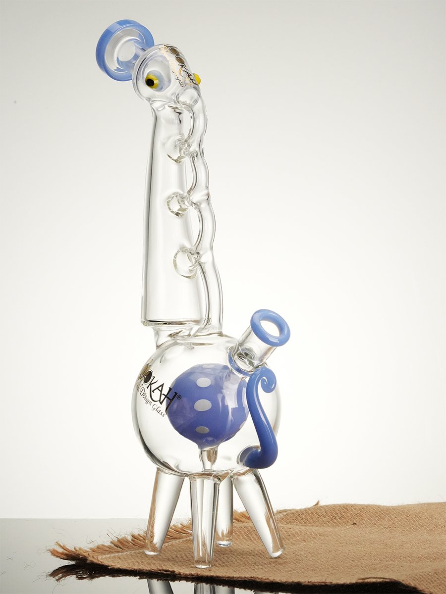 Lookah Bong 12.5 ” Cool Recycler Giraffe Water Pipe Clear - Green, Colors: Clear Green, 5 image