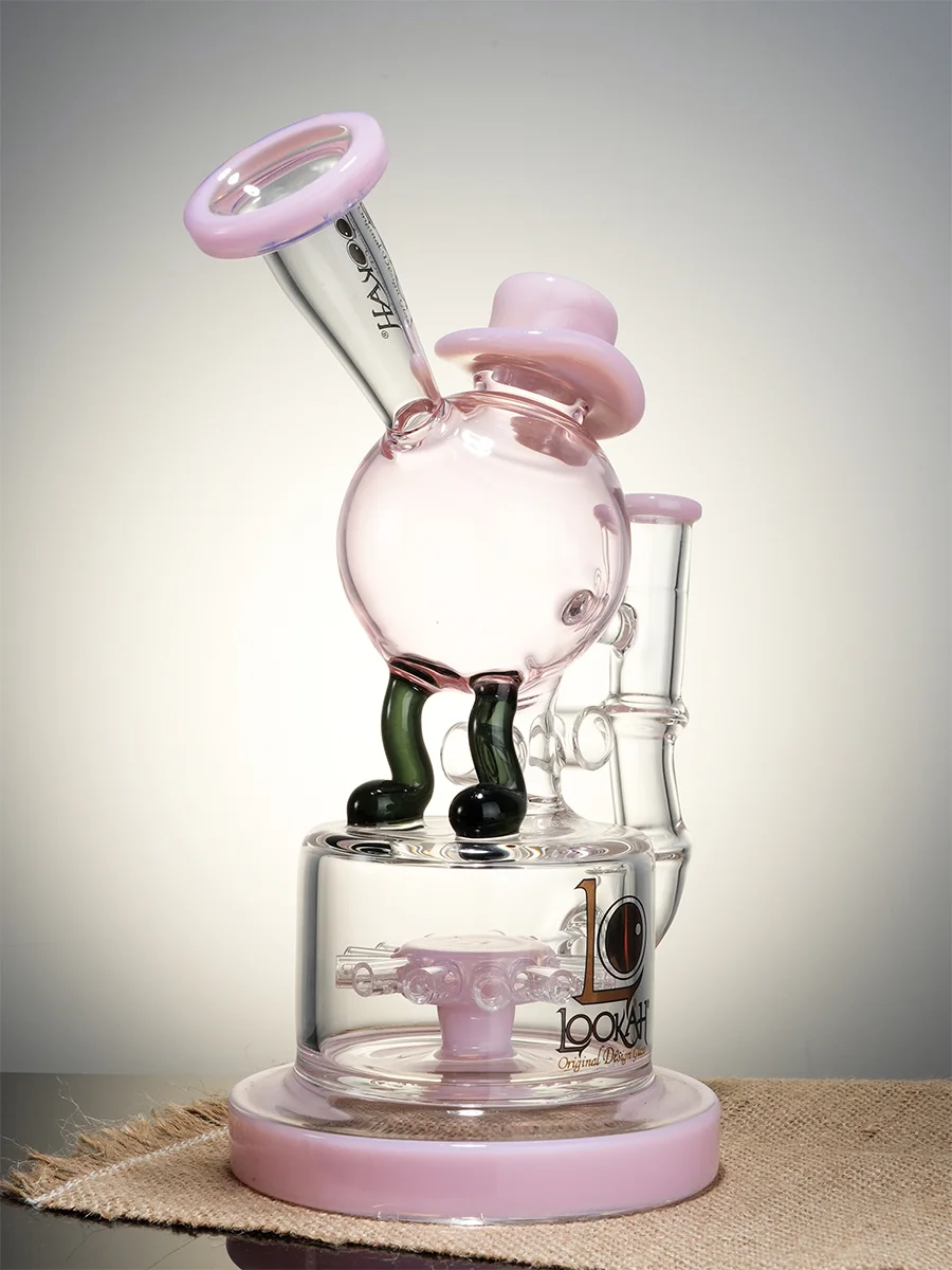 Lookah Bong 9'' Dancing Hat Sprocket Perc Water Pipe, Colors: Pink, 2 image Lookah Bong 9'' Dancing Hat Sprocket Perc Water Pipe, Colors: Pink, 2 image
