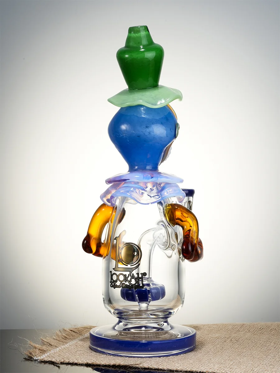 Lookah 9.5" Small Face-Painted Clown Glass Bong, Colors: Wathet Blue, 3 image
