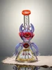 Lookah 10" Four-Eyed Big-Bellied Monster Perc Beaker glass bong, Color: Yellow, 8 image