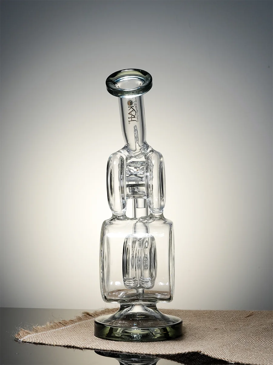 Transparent Black2   Spiral Design Multi-Chamber Glass Bong