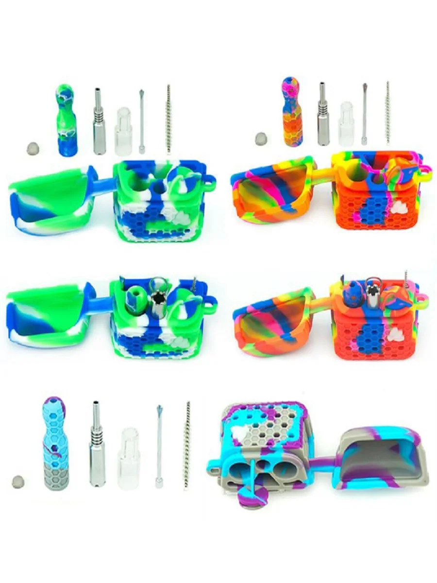 3-in-1 Silicone Smoking Pipe And Nectar Collector Travel Kit