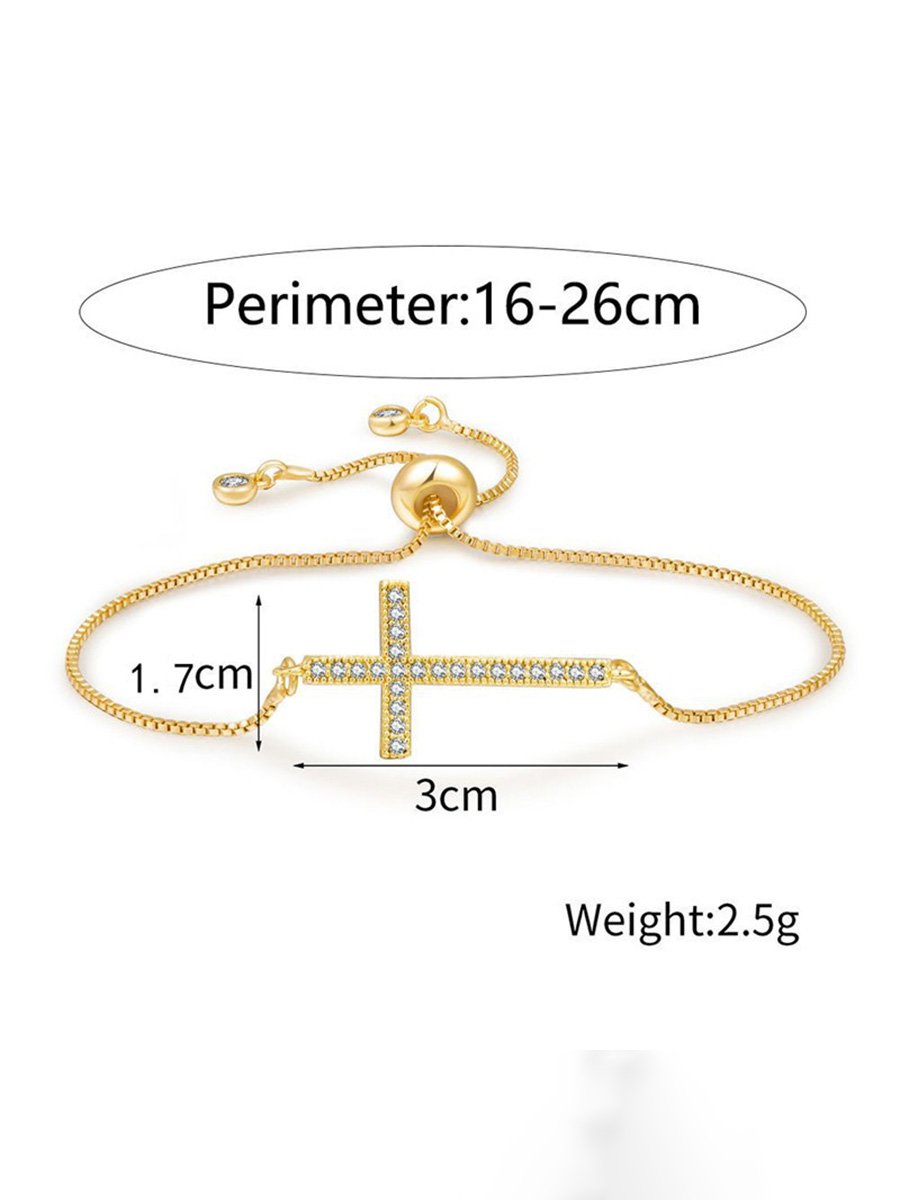 Adjustable Cross Bracelet, Color: Gold, 2 image Adjustable Cross Bracelet, Color: Gold, 2 image