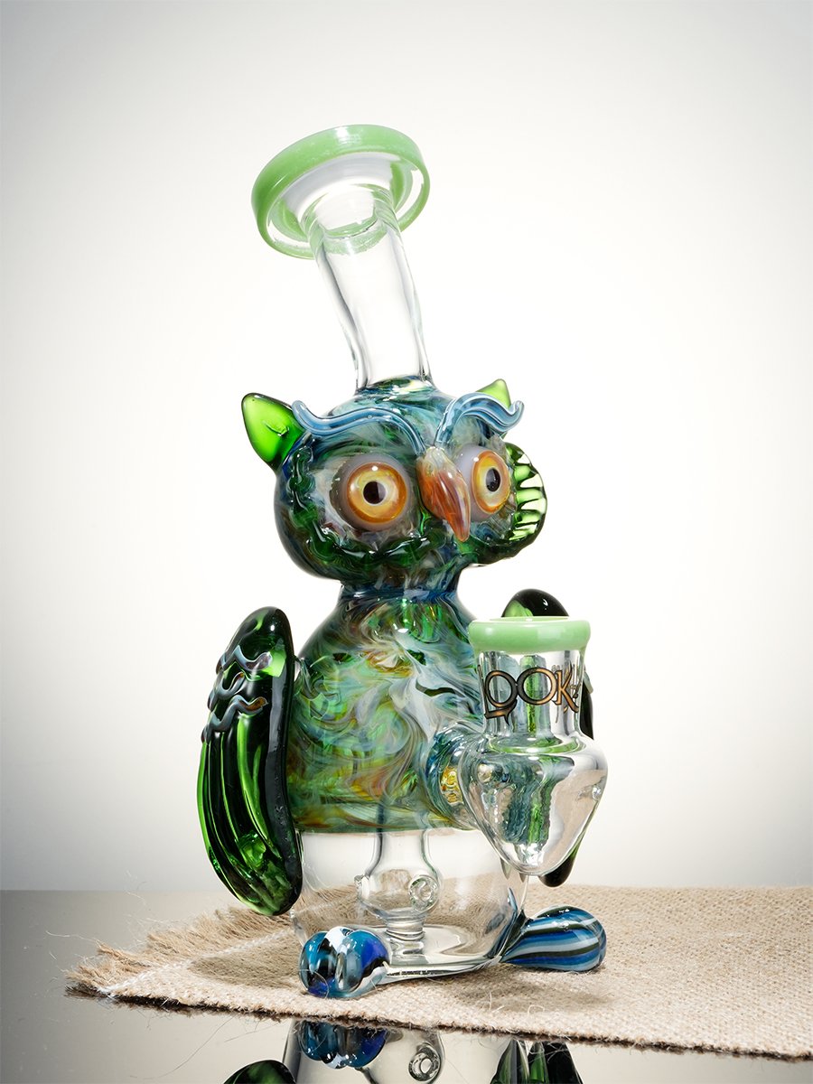 Lookah Bong 7" mini nerdy owl dab rig - Water Blue, Colors: Water Blue , 4 image Lookah Bong 7" mini nerdy owl dab rig - Water Blue, Colors: Water Blue , 4 image
